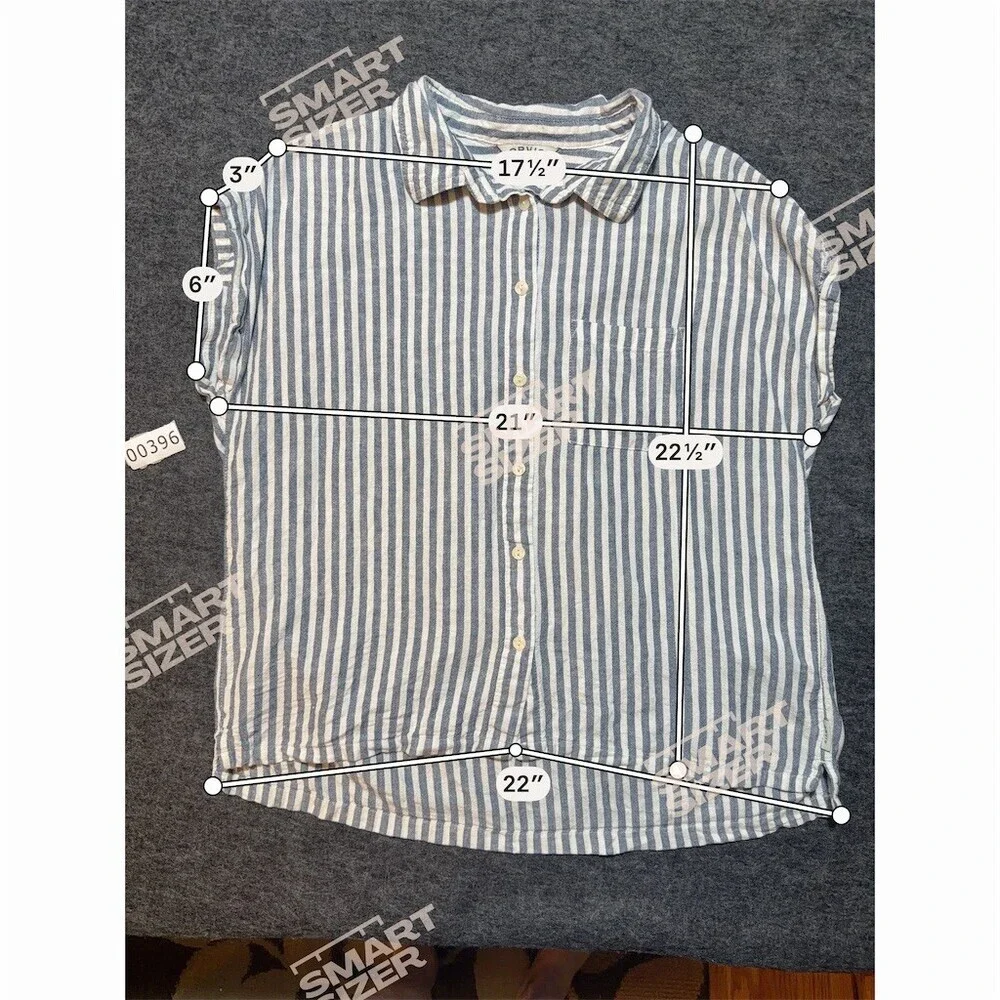 Orvis Shirt Womens Size M Blue & White Striped Button Front Collared Top - Picture 4 of 8